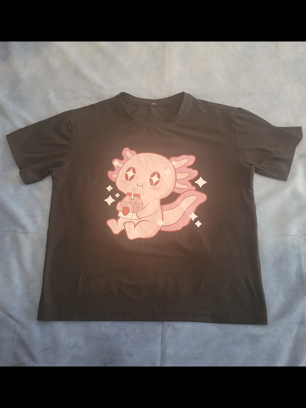Black Kids T-Shirt with Pink Axolotl Graphic